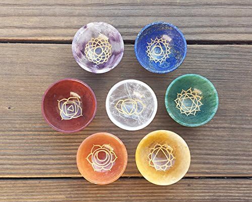 [A&S Crystals] 7 čakra s draguljom ugraviranim ručnim rezbarenim zdjelicama s draguljima