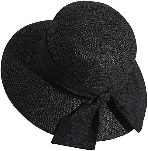 LANZOM Sunčevi šeširi za žene široki kaputić od slame ljetne plaže šešir sa sklopivim pakiranim kapom za putovanja na otvorenom