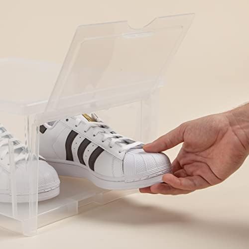 Iris USA 4 pakiranje kutije za odlaganje cipela, čisto plastične organizatore cipela za ormar, ušteda prostora kapljice prednje tenisice,