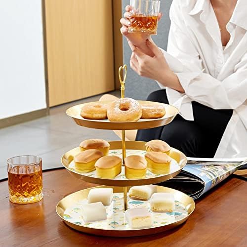 Lyetny 3 slojeva za desertnu tortu od zlatnog kolača od kolača za čajnu zabavu, vjenčanje i rođendan, crtić duga i jednorog