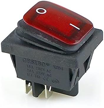 UNCASO KCD4 Crno crveno zelena rocker vodootporna prekidača Switch 2 Pozicija na 4 igle sa svjetlošću 16A 250VAC/20A 125VAC