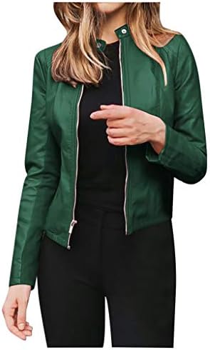 Zimska kožna jakna za žene dugi rukavi tople jakne s patentnim zatvaračem gumb za ovratnik radna bluza ležerna proljetna vjetrova