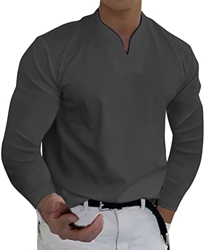 XXBR 2023 Novi muškarci proljetna proljetna i zima ležerna V vrata čvrsta majica s dugim rukavima majice gornja bluza srednja majica