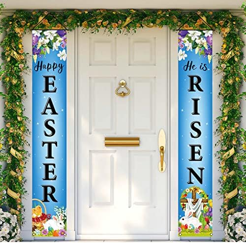 Farmnall Uskrs, uskrsnuće je natpis trijema zeko zečji zečji za party ulazne vrata zid viseći proljetni cross ukrasi i zalihe za kućni