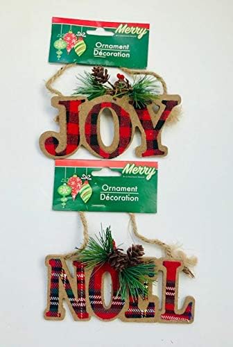 Viseći ukrasi božićnog drvca Joy Noel 5.5 x 3 2pc Set Play Multi Color Crveno crno zeleno odmor ukras