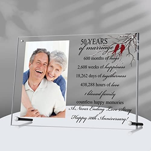 Roowest akrilni okvir za slike 50. godišnjicu za parove Poklon 50 godina bračnog okvira Clear tabletop vjenčanje Zlatna godišnjica