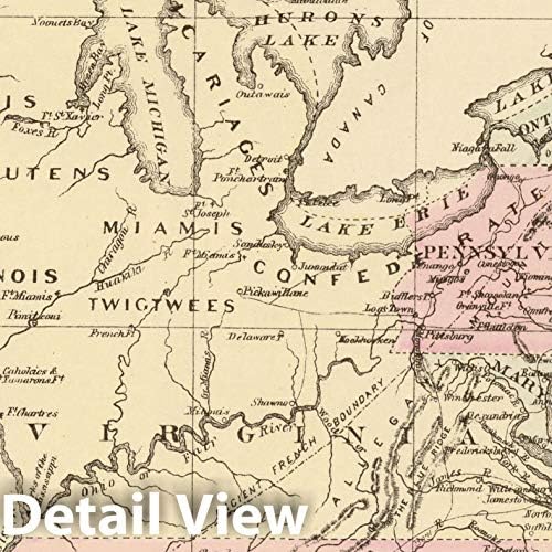 Povijesna karta - Karta originalnih trinaest kolonija, 1879., Samuel Augustus Mitchell Jr. V1 52in x 44in