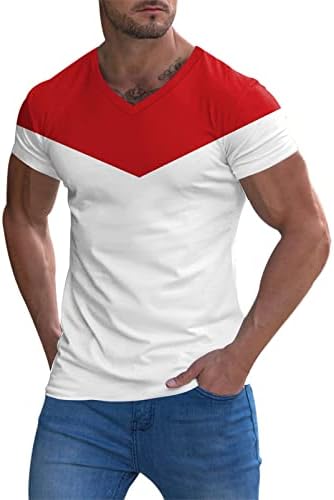 HDDK muške majice s kratkim rukavima v vrat, ljetni blok u boji patchwork vitki fit sportski majica vrhovi atletski trening majica