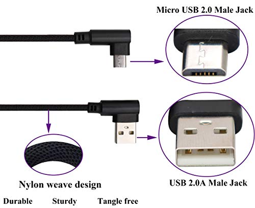 Aaotokk 6 ft desni kut Micro USB kabel 90 stupnjeva USB 2.0 Mužjak do 2,0 USB Micro muški kablovi za brzu punjenju za brzo punjenje