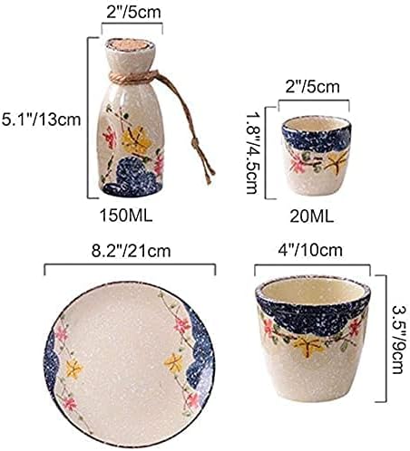 Sake Set, Sake Mug Set 7-komadića snježne pahuljice glazura keramika Sake set s višenamjenskim ladicom, tradicionalna japanska keramička