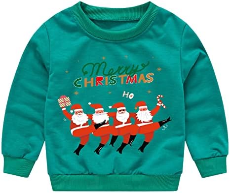 Dječji božićni tiskani vrhovi pulover s dugim rukavima pulover čvrste boje kapuljača Uski vrhovi za usjev za tinejdžere