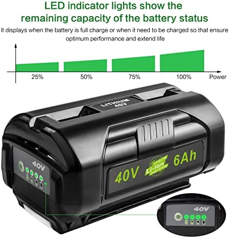 [Visoki izlaz] 6.0AH 40V baterija za Ryobi 40 Volt Alat za napajanje Zamijenite OP4015 OP4026 OP40201 OP4030 OP4040 OP4050 OP4060 za