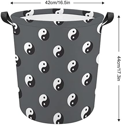 Yin-yang uzorak sklopiva košarica za pranje rublja vodootporna vreća za spremanje kante s ručicom 16,5 x 16,5 x 17