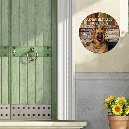Smiješni okrugli pse metal potpis pseća kuća pravila zahrđali vijenac znak za kućne ljubimce najava za vintage zidni pub znak retro