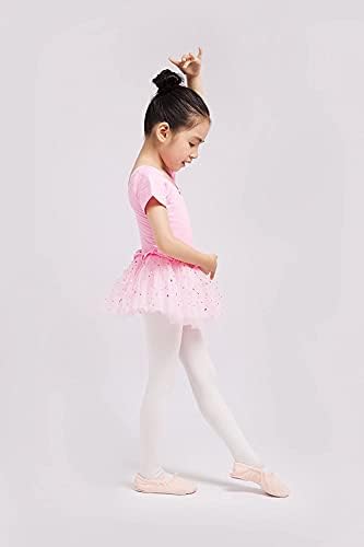 Dancina Girls Skirled Leotard iskra o baletu s kratkim rukavima s kratkim rukavima prednja strana