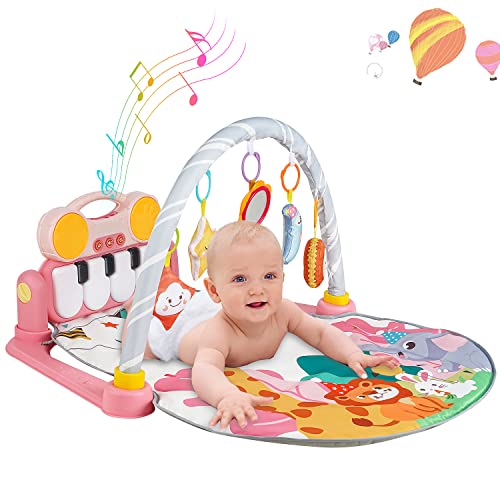 Baby Play Gym Mat, Kick and Play Baby Activity Gym s glazbom i svjetlima, Maydolly Baby Play Mats za dojenčad i malu djecu, ružičasto