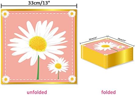 40pcs Daisy papirnate salvete Ljetna cvjetna večera papir Sapkin Set za jednokratnu upotrebu za osiguravajuće pribor za zabavu