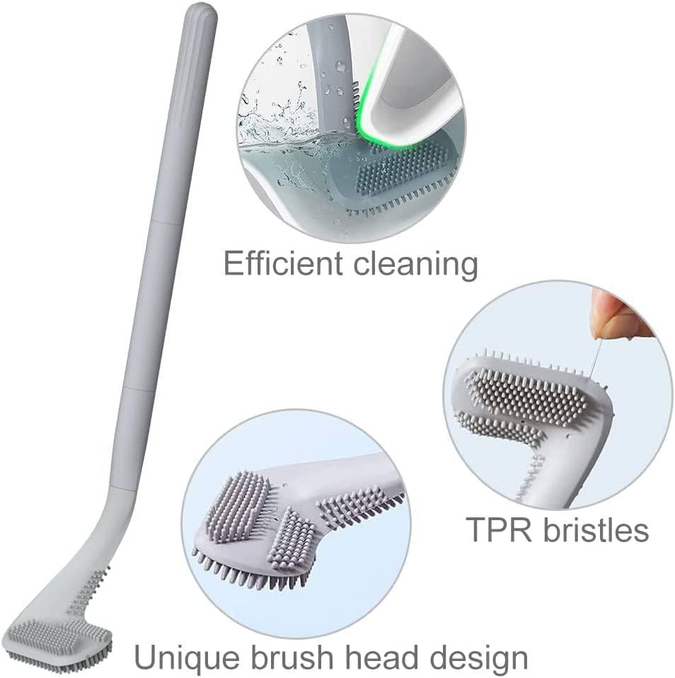Toaletna četka, dugačka ručka za toaletna četkica za golf s držačem 360 ° duboko čišćenje fleksibilnog silikonskog toaleta za čišćenje
