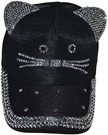 Popfizzy Cat Ear Hat Bling bejzbol šešir s ušima, mačka bejzbol kapu s mačjim ušima za djevojčice, mačiće šešir Snapback Cat Ballcap