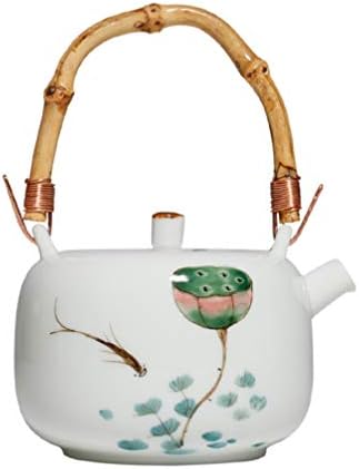 Doitool stakleni čajni čajnik od čajnika keramički čajnik s ručicom od bambusa kemca japanska mala čajnica retro ručno obojena čajnika