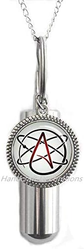 HandcraftDecorations ateistički simbol kremacija urna ogrlica, ateistička urna kremacija urna ogrlica, ateistički dar, ateizam, znanstveni