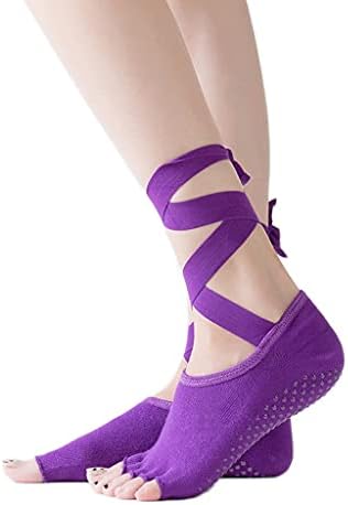 SXDS Žene joge čarape pola nožnog prsta non-klizanja masaža sportske čarape remen pamučne joga čarape)