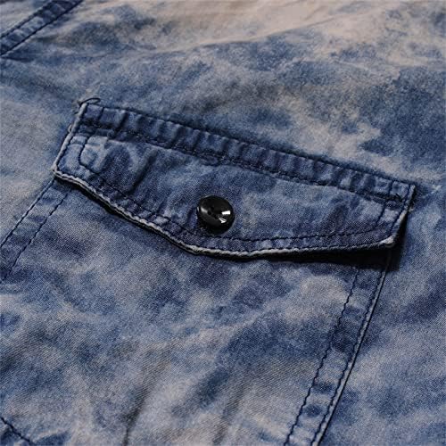 DGKAXIYAHM muške kontrastne boje košulja s dugim rukavima Vintage FIT FIT Jeans Shirts nadmašuje haljinu s uznemirenom gumbom dolje
