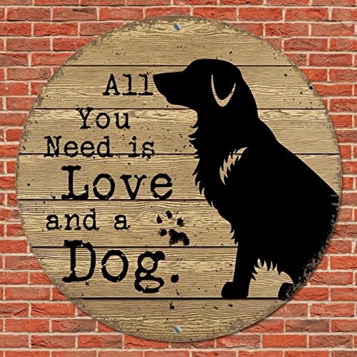 Smiješan okrugli pseći metalni znak Sve što trebate je ljubav i pseći retro vijenac znak za kućne ljubimce na domovima vintage metalni