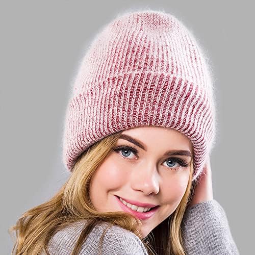 Viviphanhy ženske zimske zečeve krzno Slouchy Y2K Beanies Pleteni šeširi padaju modni povremeni kape za lubanje
