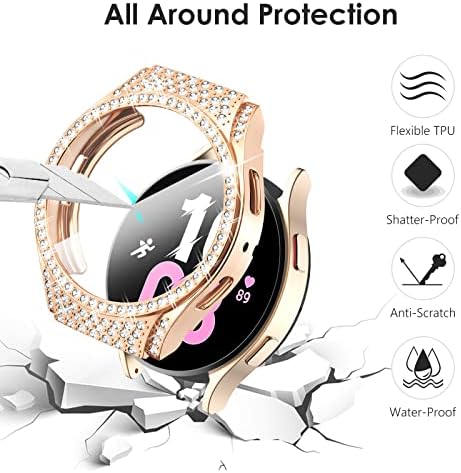 TPU BUMPER TPU PUNINGE za Samsung Galaxy Watch 5 Protector zaslona 40 mm, Crystal Diamond Bling Case HD Potpuni zaštitni poklopac za