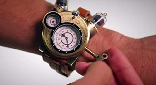 Steampunk analogni sat od A-liste iz A-liste s metalnim naglascima od mjedi i kožnim remenom