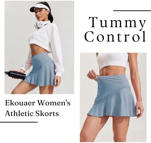 Ekouaer teniske suknje za žene obložene atletske golf suknje s kratkim hlačama s džepovima lagane suknje za vježbanje