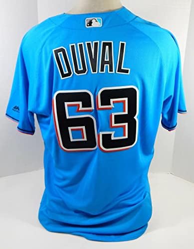 Miami Marlins Duval 63 Igra izdana Blue Jersey 48 DP21965 - Igra korištena MLB dresova