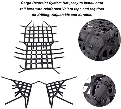 MFC NOVI Black Trail Cargo Net teretni sustav za ograničavanje mreže kompatibilan s 2007-2018 Jeep Wrangler JK 4 vrata