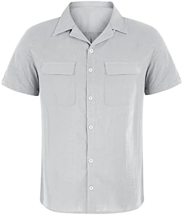 Muška ležerna gumb dolje košulja s kratkim rukavima Pozrna od pamučnih košulja na plaži Lavel Solid Majice s džepom