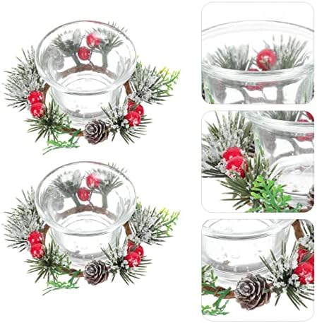 Držač božićnog vijenca za svijeće: Božićni prsten za svijeće, svijećnjak od borove šišarke, 2 seta božićnih vijenaca, ukrasi za stol,