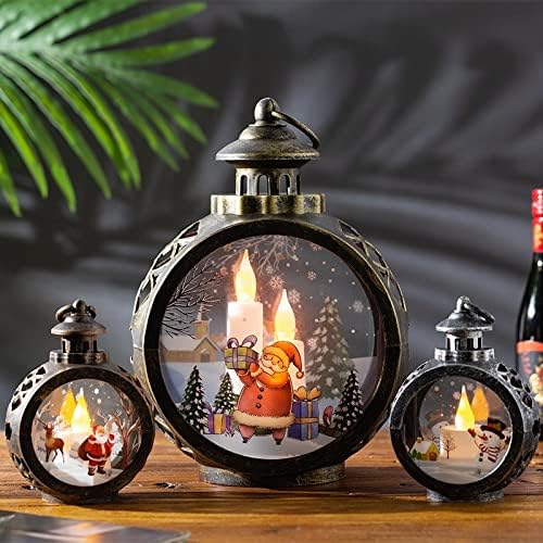 Božićna LED svjetiljka u obliku svijeće ornament Djed Mraz Snjegović fenjer stolno LED svjetlo retro dekor prozora za dom