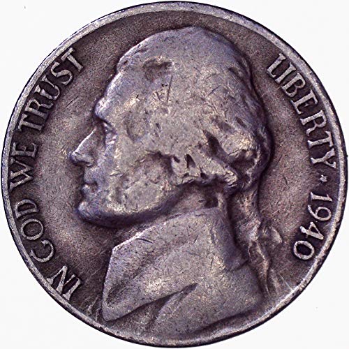 1940. D Jefferson Nickel 5c vrlo fino
