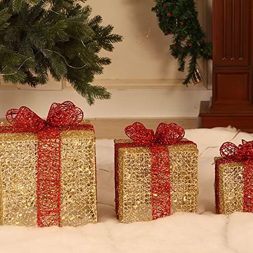 xinghaikuajing božićni svjetlucavi željezni poklon kutija trodijelni set božićni rekviziti prozor set božićni sjaj poklon kutija redplusgold