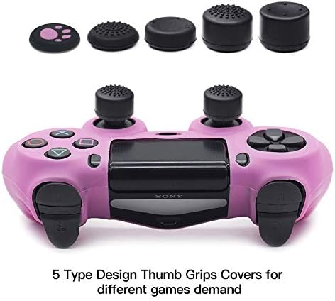 HLRAO ružičasti PS4 kontroler Kongunt Skin Grip Zaštitni slučaj za PS4/Slim/Pro 4 kontroler + 8 FPS Pro palc Grips + 2 slatka ružičasta