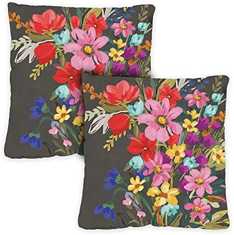 Toland Home Garden 761320 Set od 2 šarene bukete proljetni jastuci za jastuke 18x18 inčni cvijet vanjski kvadratni unutarnji ukrasni