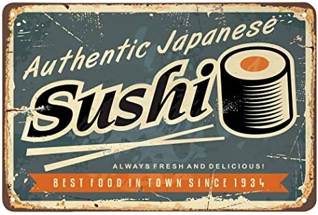 Aoyego Sushi Tin Sign, Scratch Food Ukusni japanski svježi rižini roll zalogaj Restoran Vintage Metal limeni znakovi za kafiće barovi