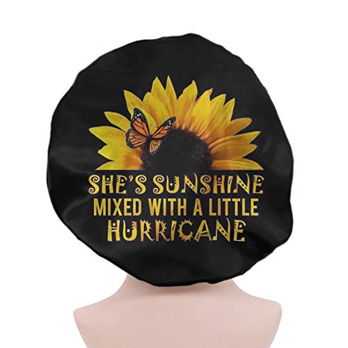 Zagrljaj ideje suncokret leptir na crnoj pozadini satenskog poklopca za žene spavanje kape za kosu prekriva lagane mekane udobne kape