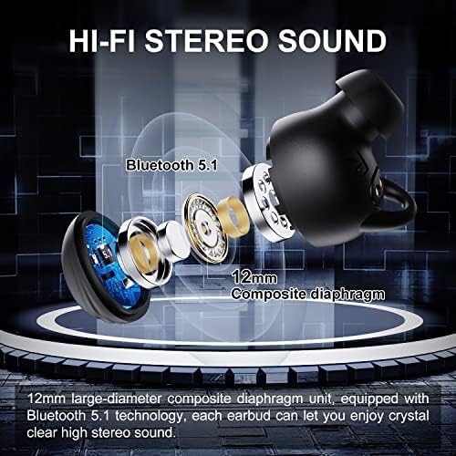 ABFOCE bežične ušice za uklanjanje buke, TWS Bluetooth 5.1 Slušalice, 160h reprodukcije, IPX6 vodootporna, s solarnim punjenjem i USB-C