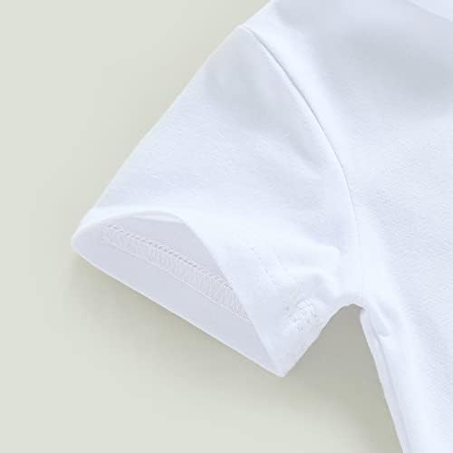2pcs Baby Boy Uskršnji odijelo Bunny Tip Print majica kratkih rukava Top Solid Color kratke hlače Set Baby Ljetna odjeća