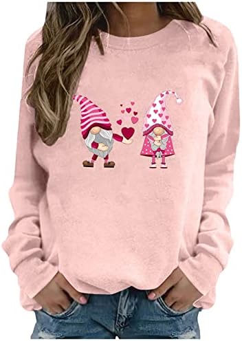 Ženske košulje za Valentinovo vrhovi su pulover s dugim rukavima Ljubavo srce Grafičke dukseve par majice vrhovi