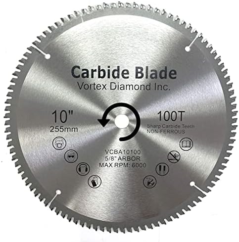 Vortex Diamond Vab 10 inča 100 zuba TCT obojeni metalni kružni krug pile s 5/8 lukom