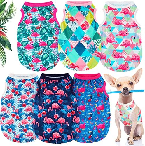 6 pakiranja košulja za pse ljetna odjeća za pse Slatka Flamingo havajska košulja za kućne ljubimce odjeća Dukserice prozračni prsluk