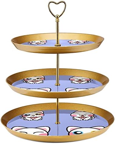 3 nivoa cupcake postolje za kulu za prikaz cupcake -a za desert stabla toranj za zabave događaji dekor, mačka ljubičasta životinjska