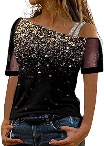 Blunch bluze za tinejdžerku kratke čiste rukave s gradijenskog grafičkog opuštenog fit mrežice patchwork gornje majice ženske žene